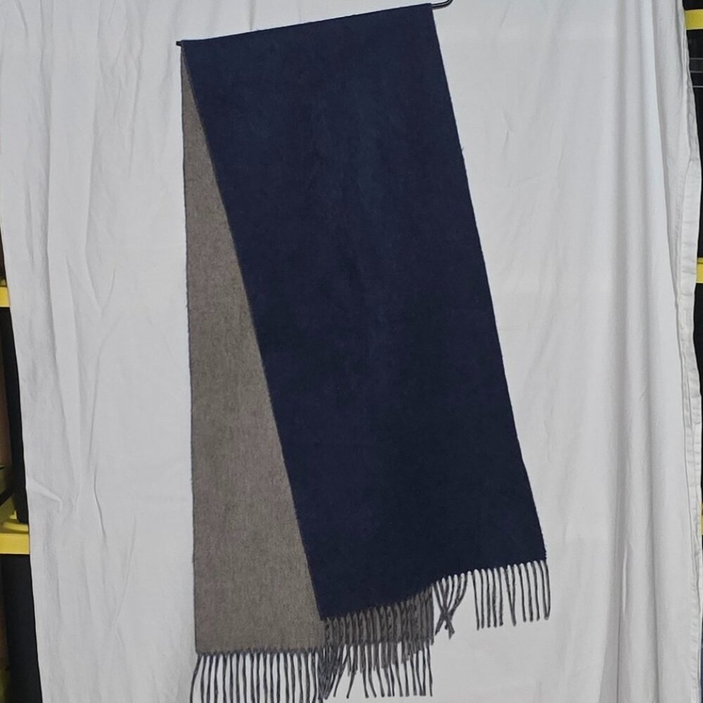 Eric Bompard Paris France 100% Cashmere Scarf - Blue // Gray